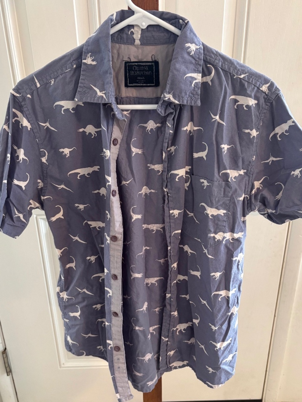 Dinosaur Collared Short Sleeve Shirt